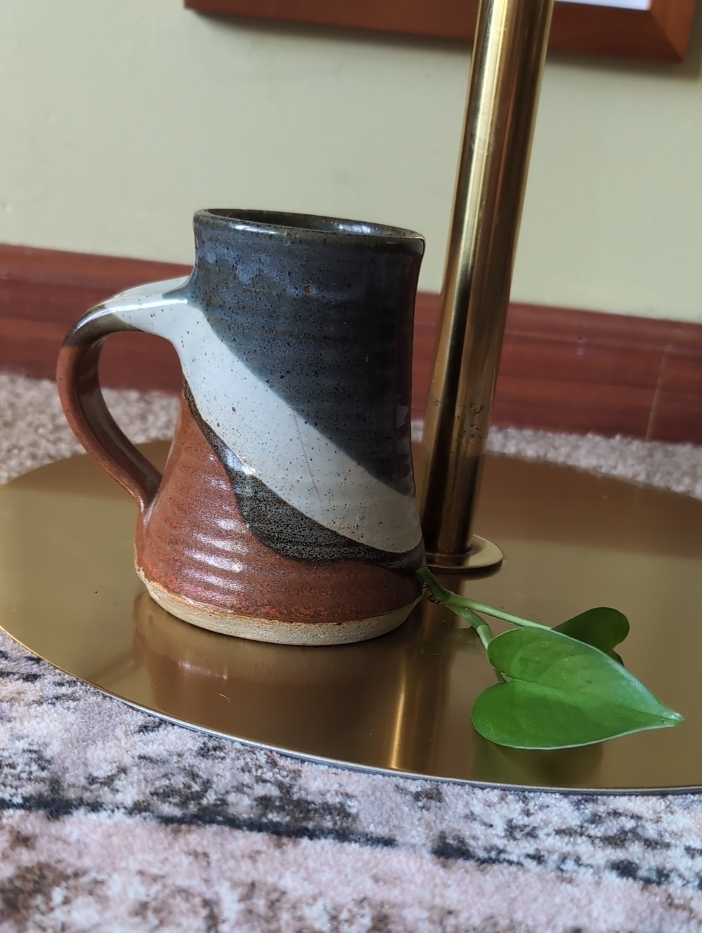 Ceramic Glazed Mug in Brown, Cream & Blue - Picture 3 of 12